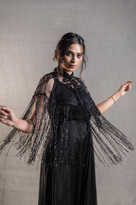 Midnight Fringe Gown