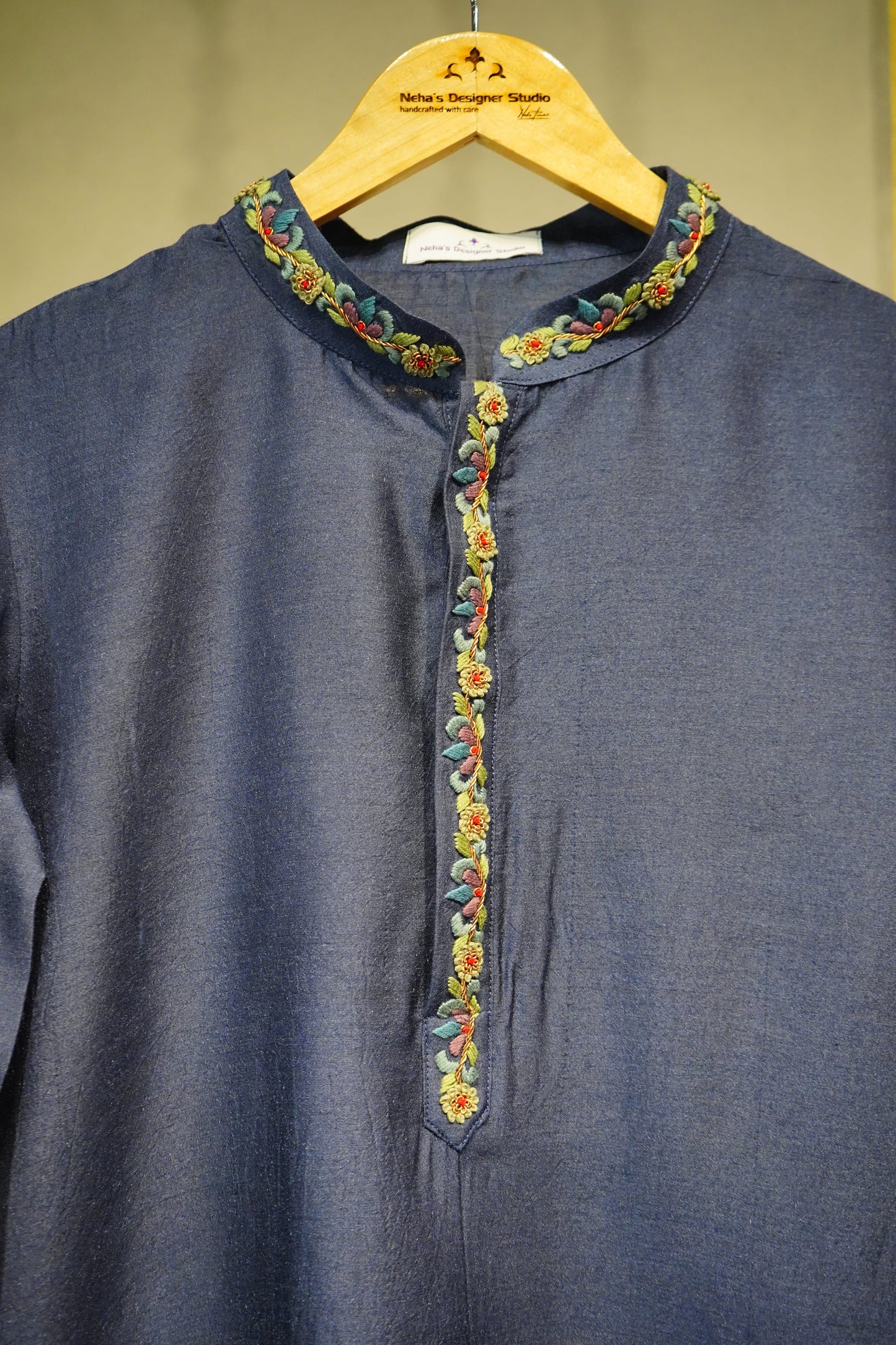 Slate Blue Munga Silk Kurta