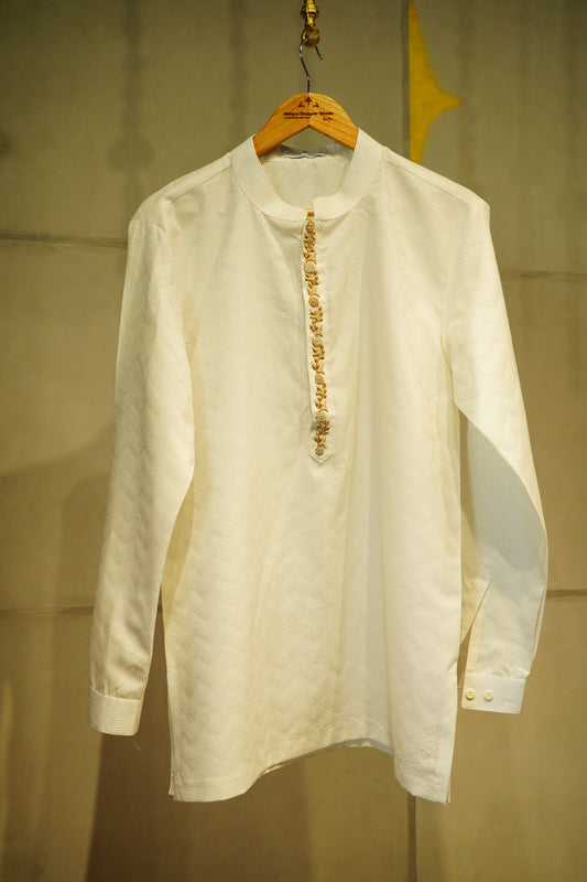 Ivory Bhagalpuri Cotton Silk Kurta