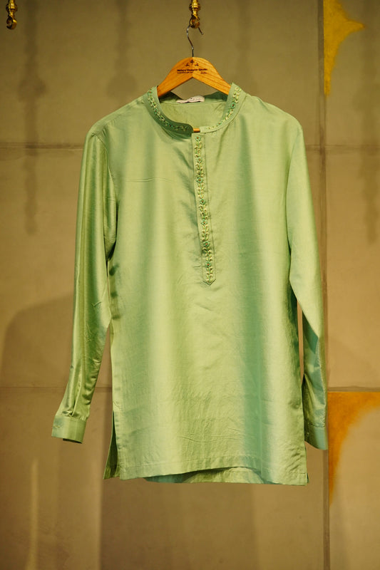 Mint Green Pure Silk Kurta