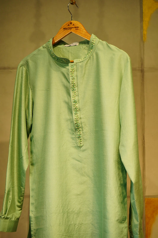 Mint Green Pure Silk Kurta
