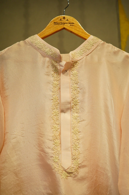 Blush Pink Raw Silk Kurta
