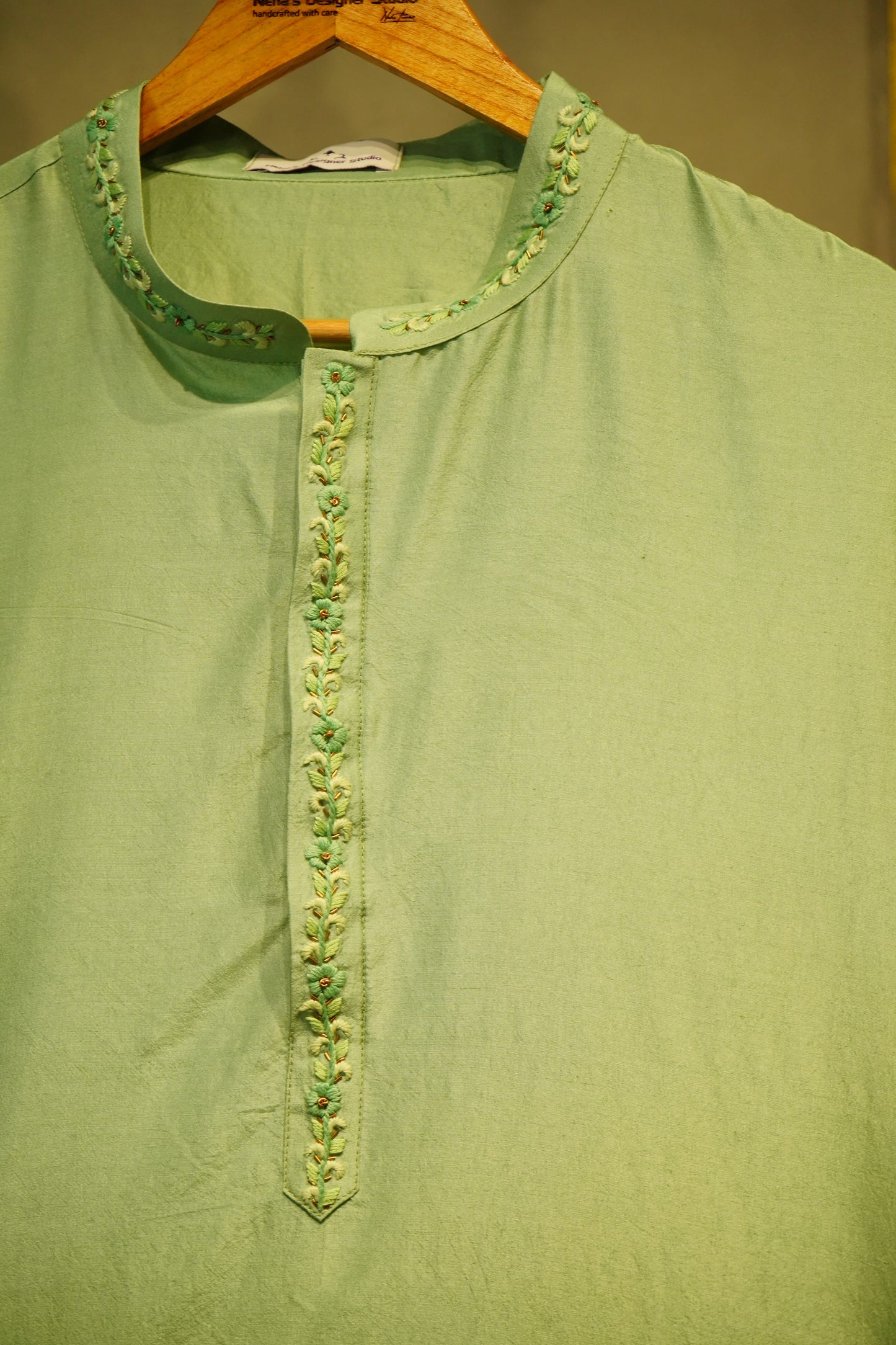 Mint Green Pure Silk Kurta