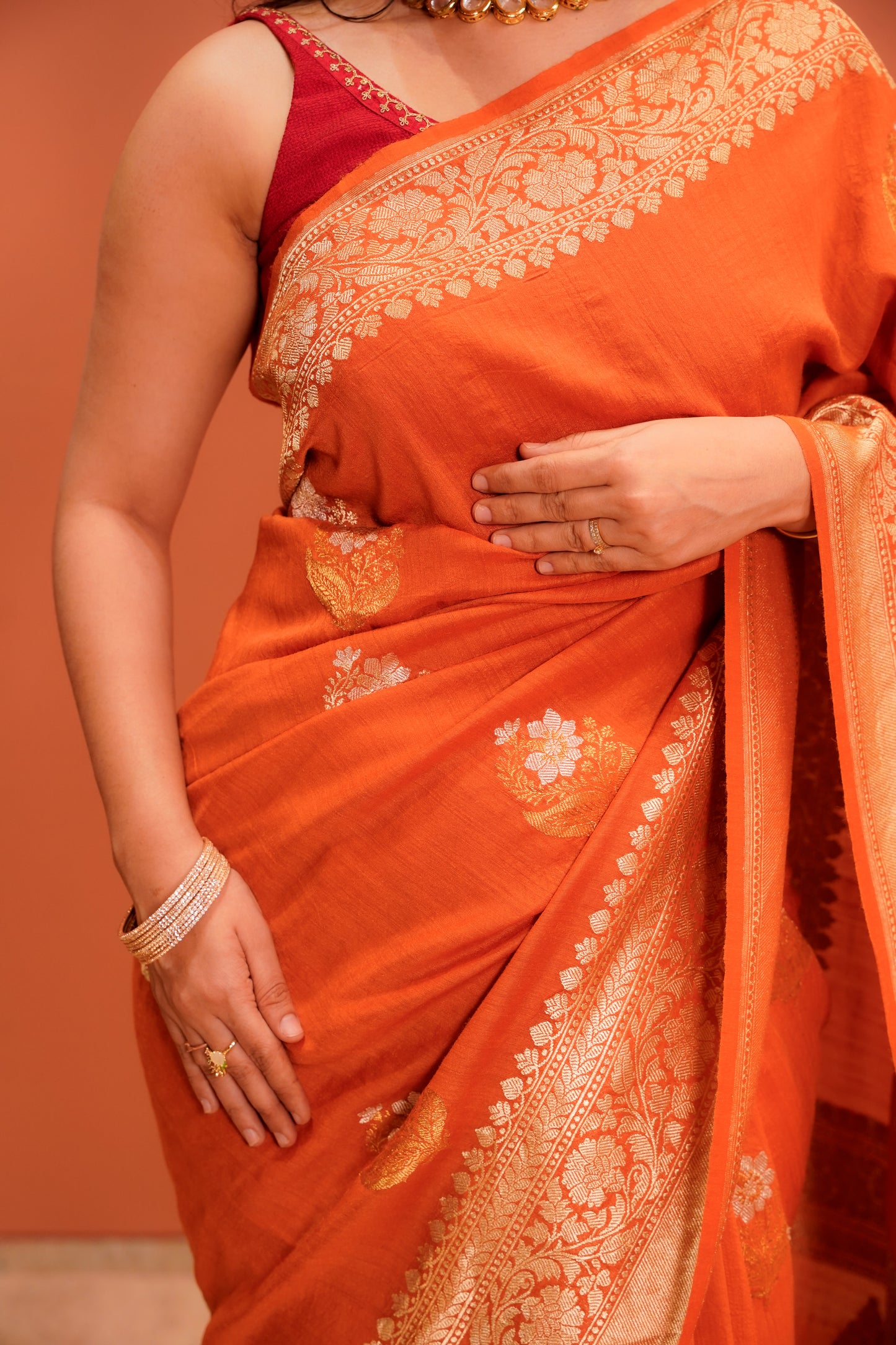 Kesari Moonga Silk Saree