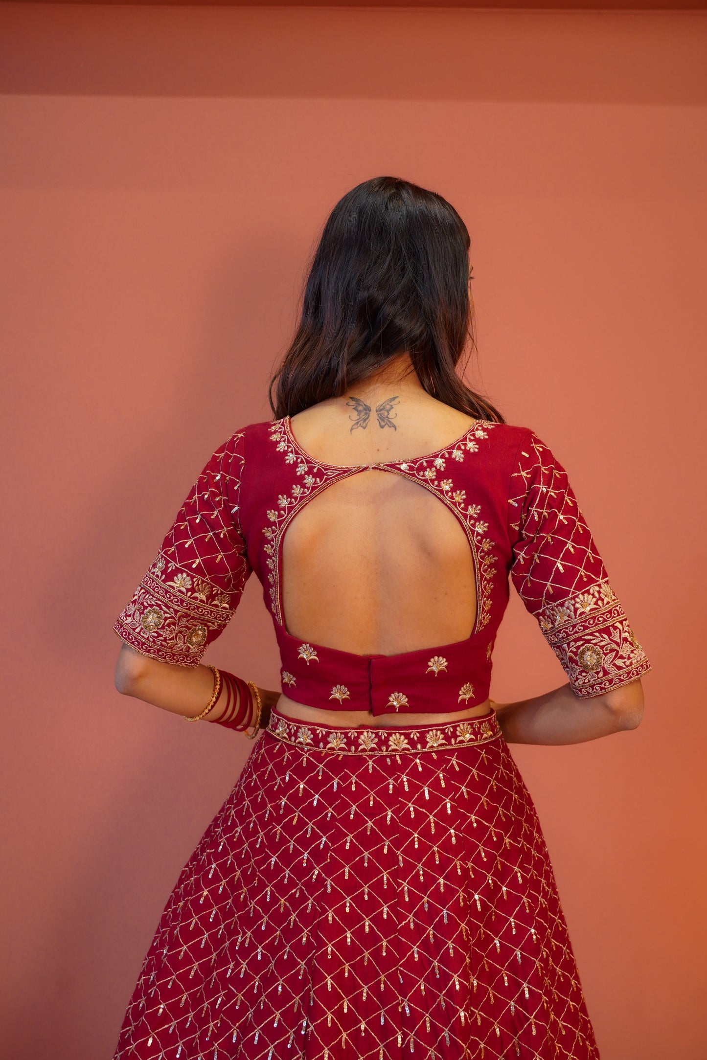 Rajwada maroon Silk Lehenga Set