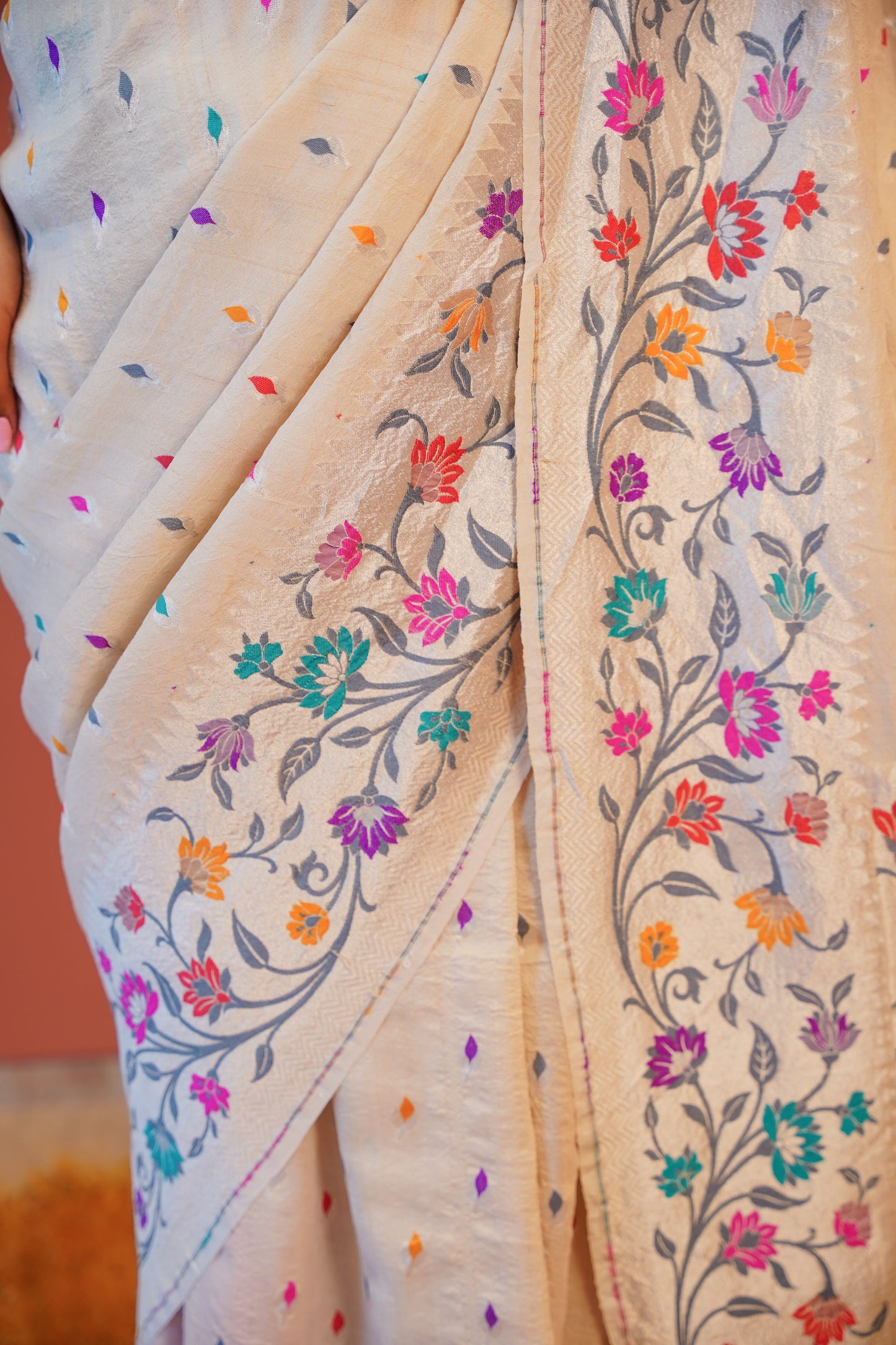 Gulbahar Ivory Floral Saree