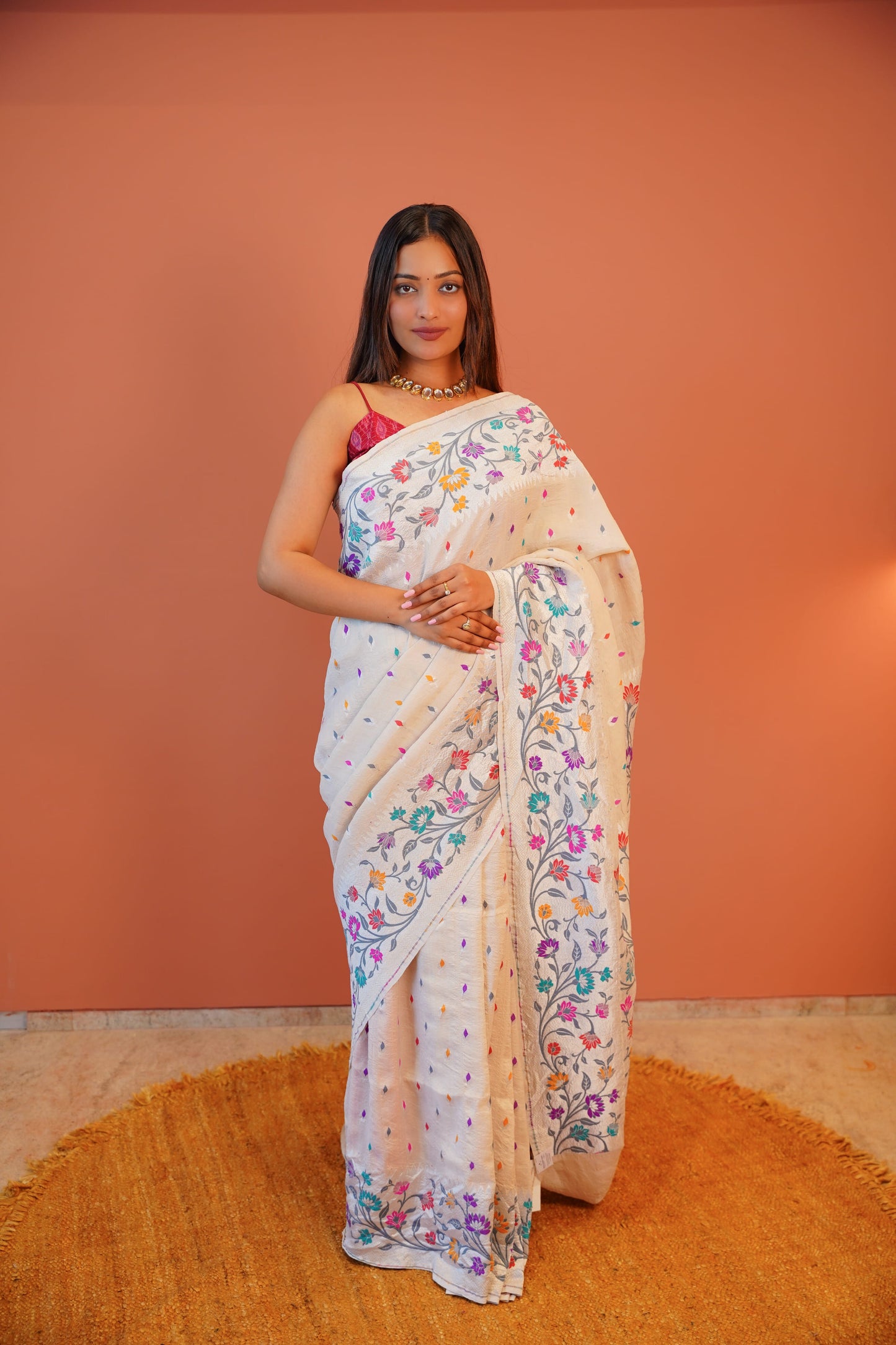 Gulbahar Ivory Floral Saree