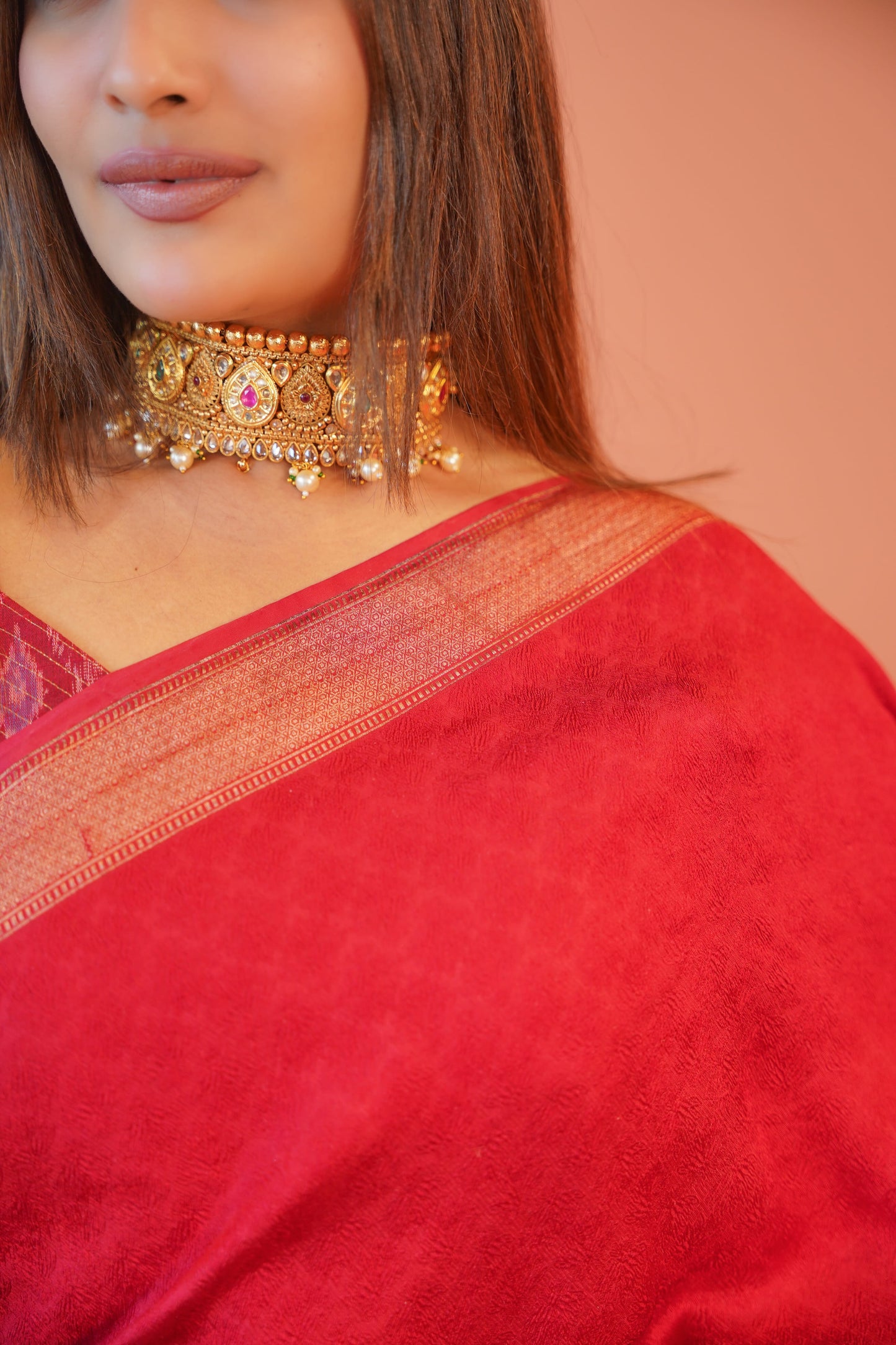 Laalima Classic Red Saree