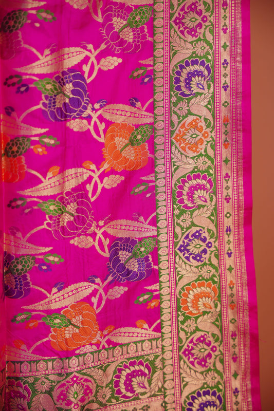 Fuchsia Meher Floral Saree