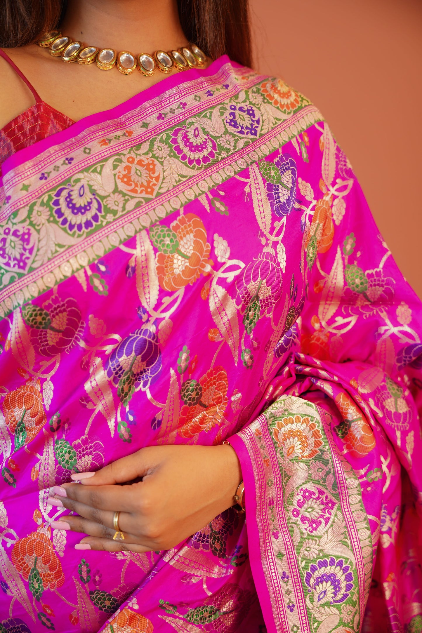 Fuchsia Meher Floral Saree