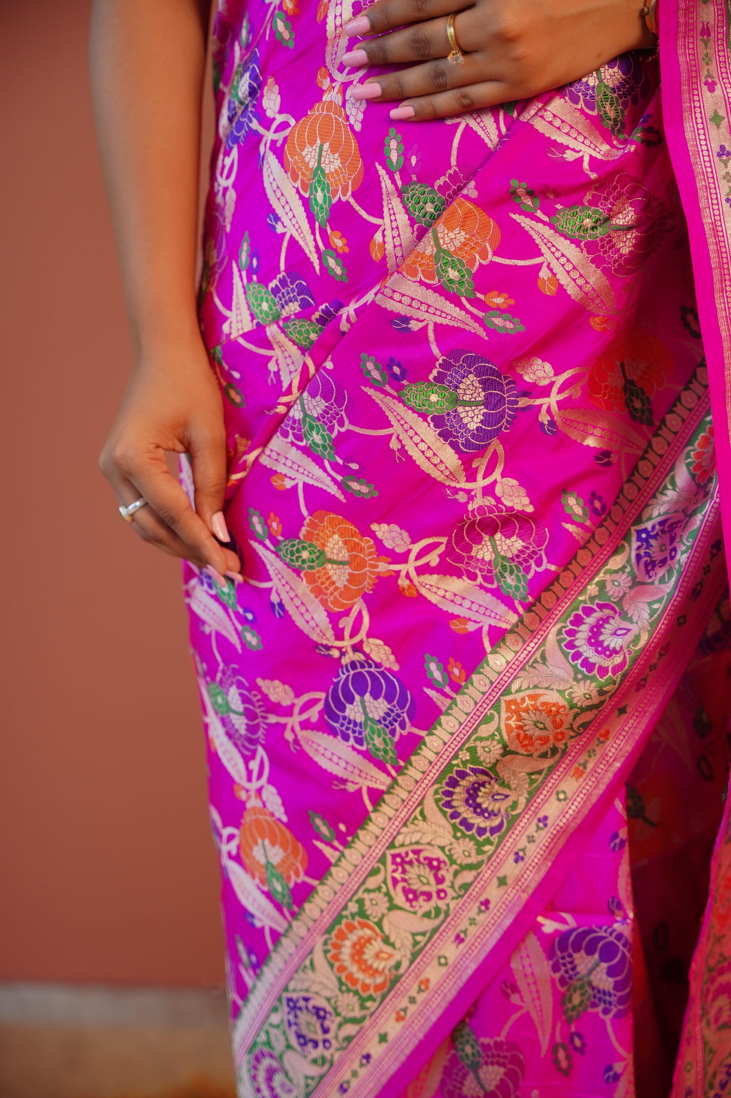 Fuchsia Meher Floral Saree
