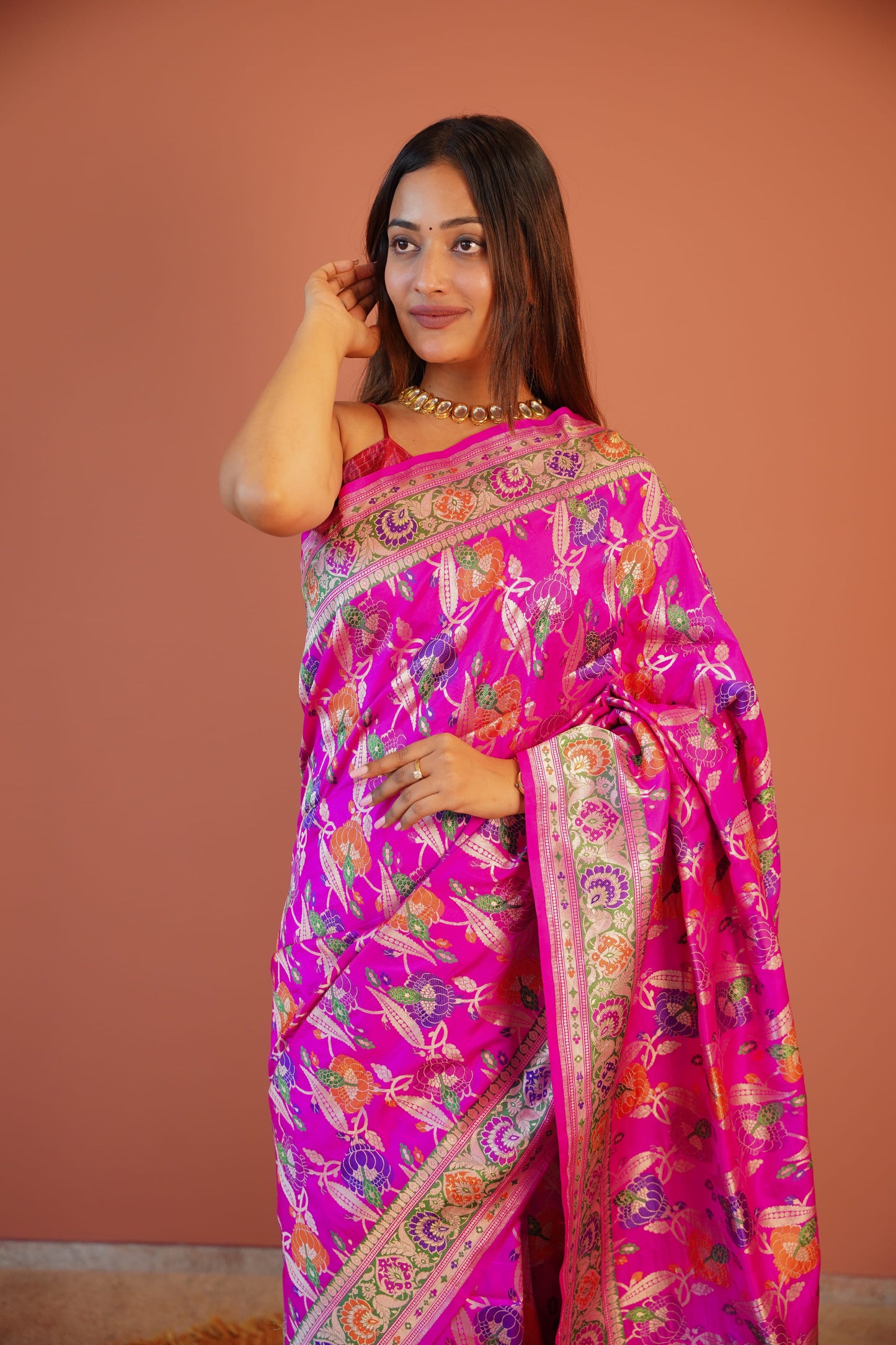 Fuchsia Meher Floral Saree