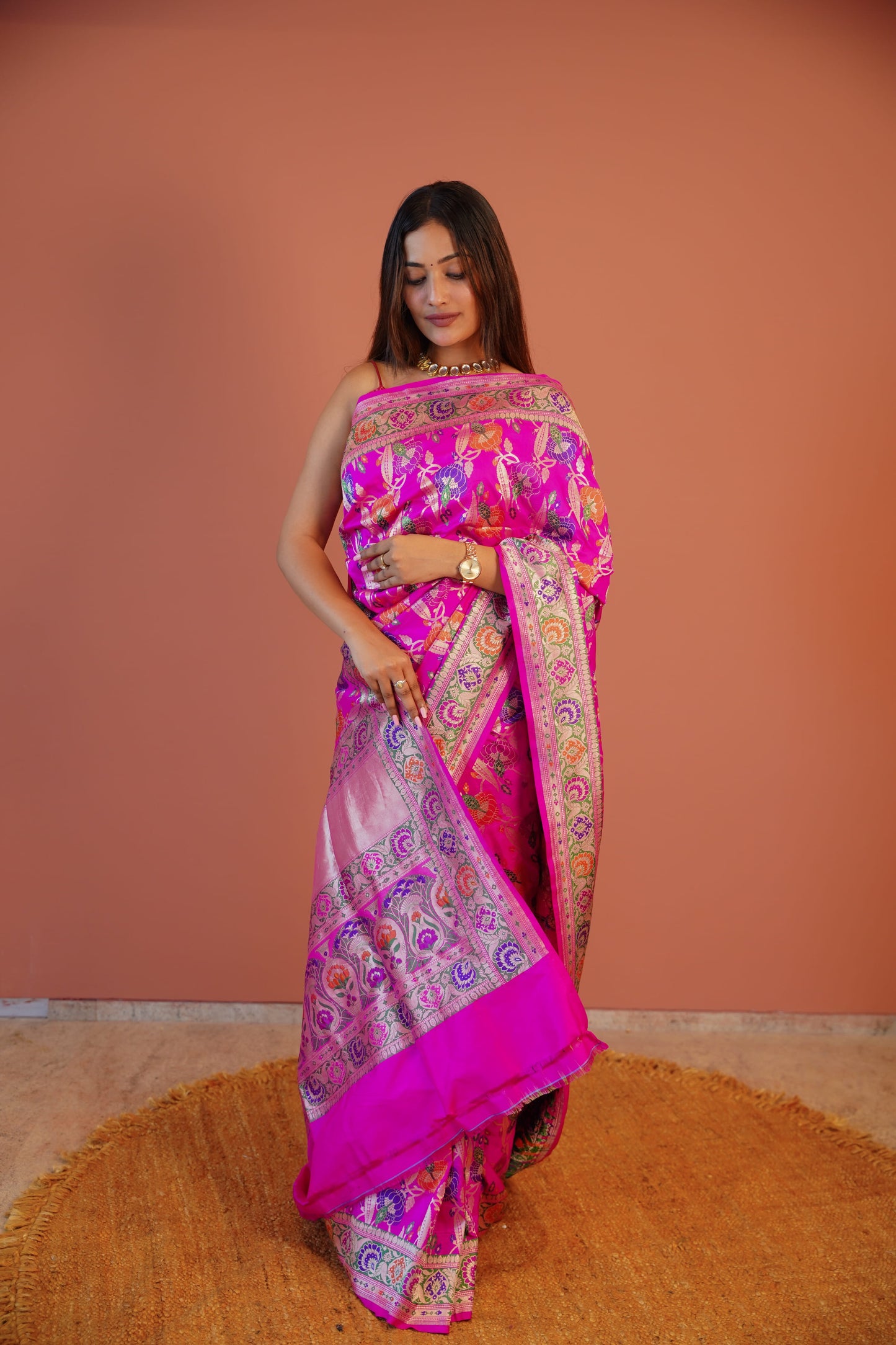 Fuchsia Meher Floral Saree