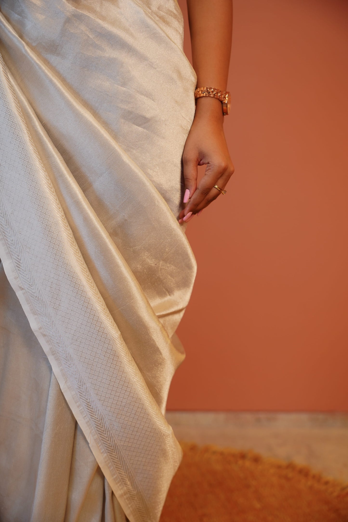 Chandrima Silver Satin Saree