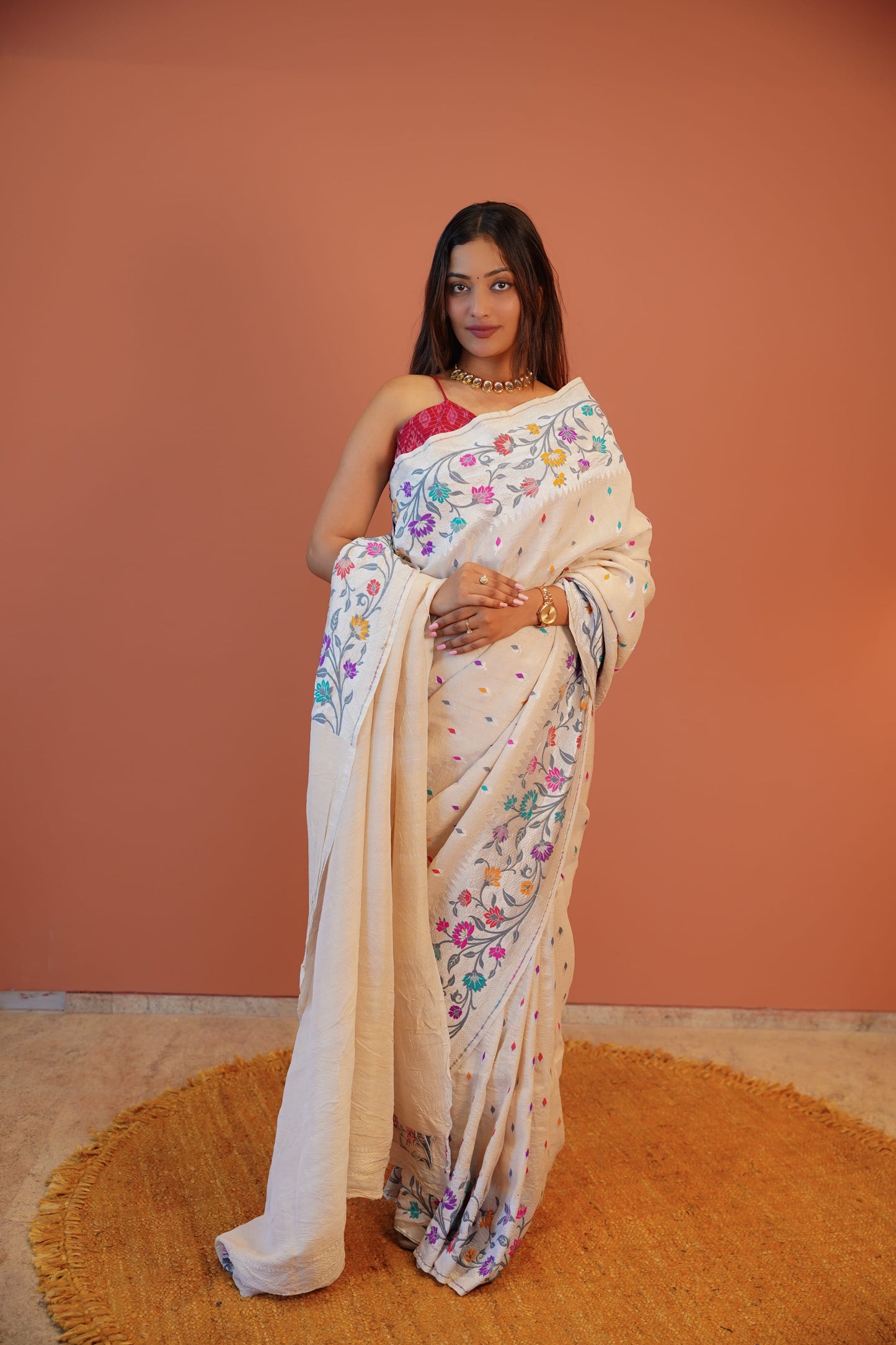 Gulbahar Ivory Floral Saree